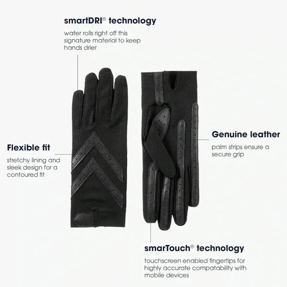 Isotoner Women’s Black Stretch Gloves One Size - Picture 7 of 13